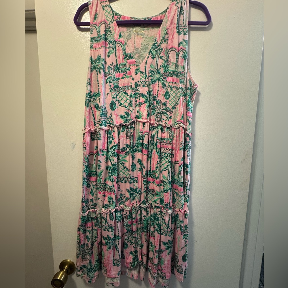 Lilly Pulitzer Pink and Green Tropical Dress